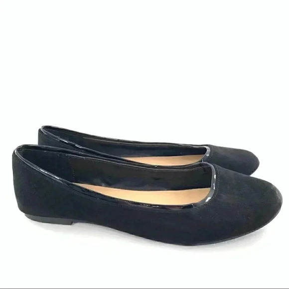 LC Lauren Conrad sheen ballet flats size 10 black faux suede vegan balletcore - Picture 1 of 12